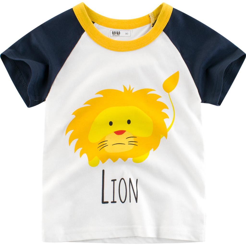 【 LA_AKOW MALL】Toddler เด็กจดหมายพิมพ์เสื้อ T เสื้อเสื้อเชิ้ตสีพื้นเสื้อผ้าฤดูร้อน