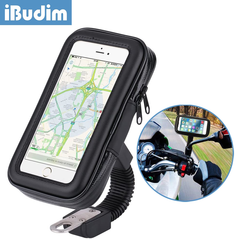 Ibudim ốp chống nước giá để điện thoại cho xe máy xe máy gương chiếu hậu di động giá đỡ điện thoại gắn gps giá đỡ điện thoại di động vải bọc chai