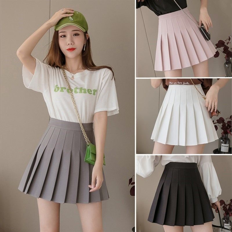 Elastic waist clearance pleated mini skirt