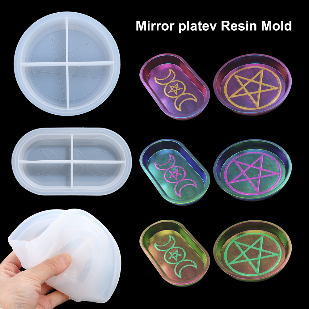 NARGANG89 DIY Arts Pentagram Moon Crystal Box Resin Mold Silicone Mould Tray Mold Dish Making Tools