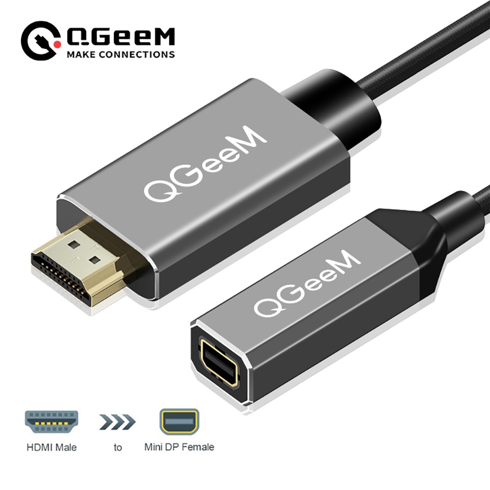 Qgeem HDMI để Mini Bộ chuyển đổi DisplayPort cáp cho Bộ chuyển đổi 4K x 2K
