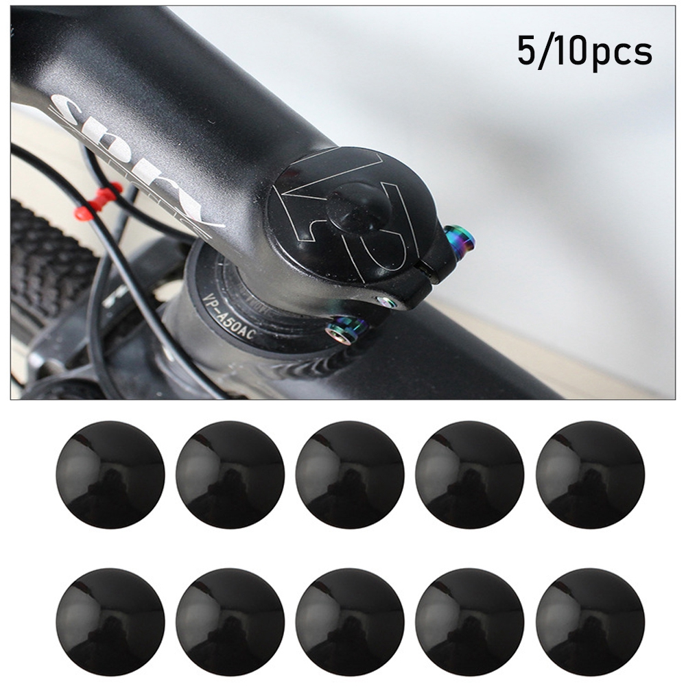 5/10Pcsสีดำอุปกรณ์เสริมM6สกรูป้องกันฝุ่นอะไหล่สลักStemฝาครอบด้านบนดุมคอจักรยานกลางแจ้งจักรยานMTB