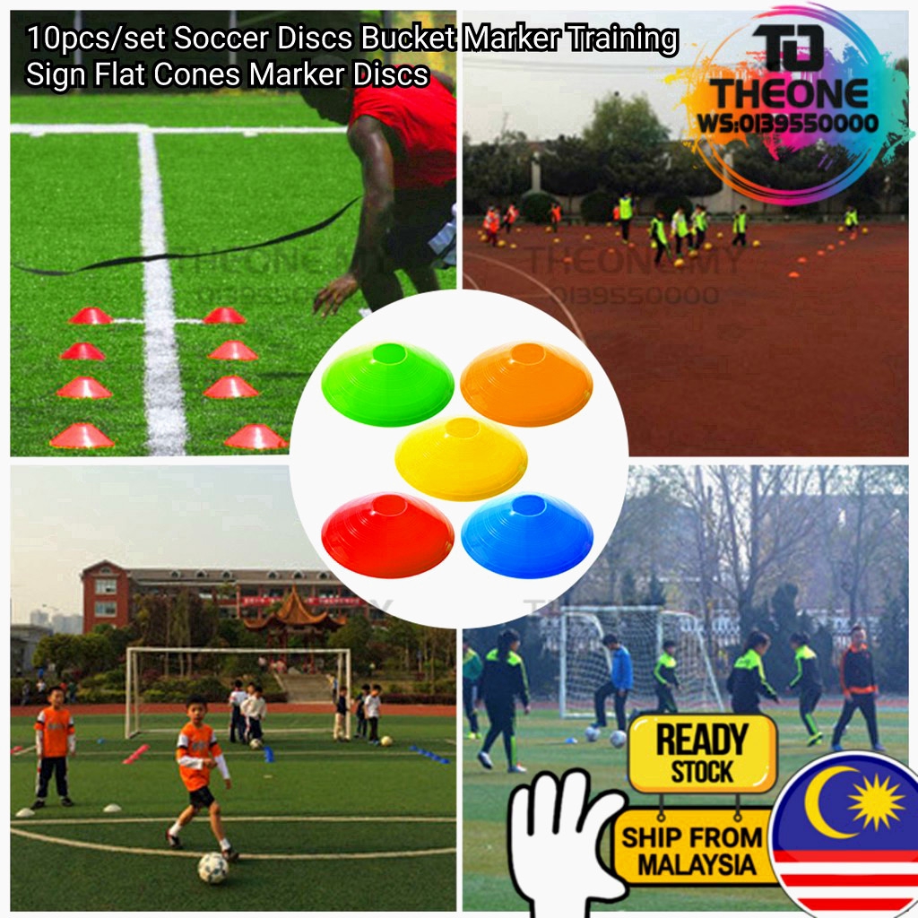 [ READY STOCK ] 10pcs/set Soccer Discs Bucket Marker Training Sign Flat Cones Marker Discs