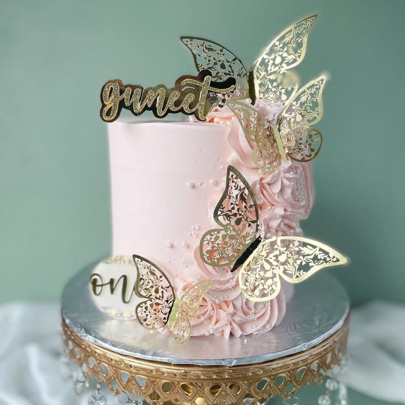 12Pcs Gold Butterfly Cake Topper DIY Home Decoration Simulation Metal  Texture Hollow Butterflies Wedding Crafts Party Decoration