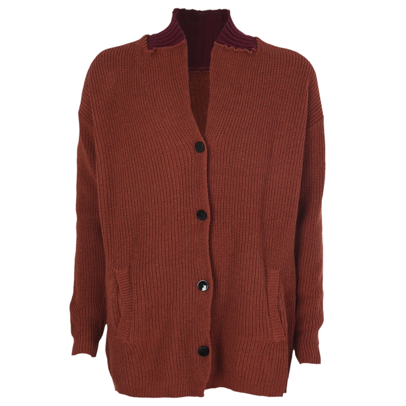 Winter Spring Sweater Men Thick Full Sleeves Solid Cardigans Outwear Sweatercoat Knited Brown