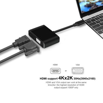 2IN1 Adapter Cable VGA Monitor + HDMI Dual Output Adapter Type C Cable HDMI Support For 4K X 2K 1080P VGA For TV Monitor Projector - Intl July 2018 - 4 2IN1 Adapter Cable VGA Monitor + HDMI Dual Output Adapter Type C Cable HDMI Support for 4K X 2K 1080P VGA for TV Monitor Projector - intl - 4