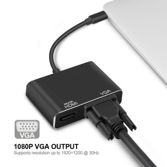 2IN1 Adapter Cable VGA Monitor + HDMI Dual Output Adapter Type C Cable HDMI Support For 4K X 2K 1080P VGA For TV Monitor Projector - Intl July 2018 - 3 2IN1 Adapter Cable VGA Monitor + HDMI Dual Output Adapter Type C Cable HDMI Support for 4K X 2K 1080P VGA for TV Monitor Projector - intl - 3
