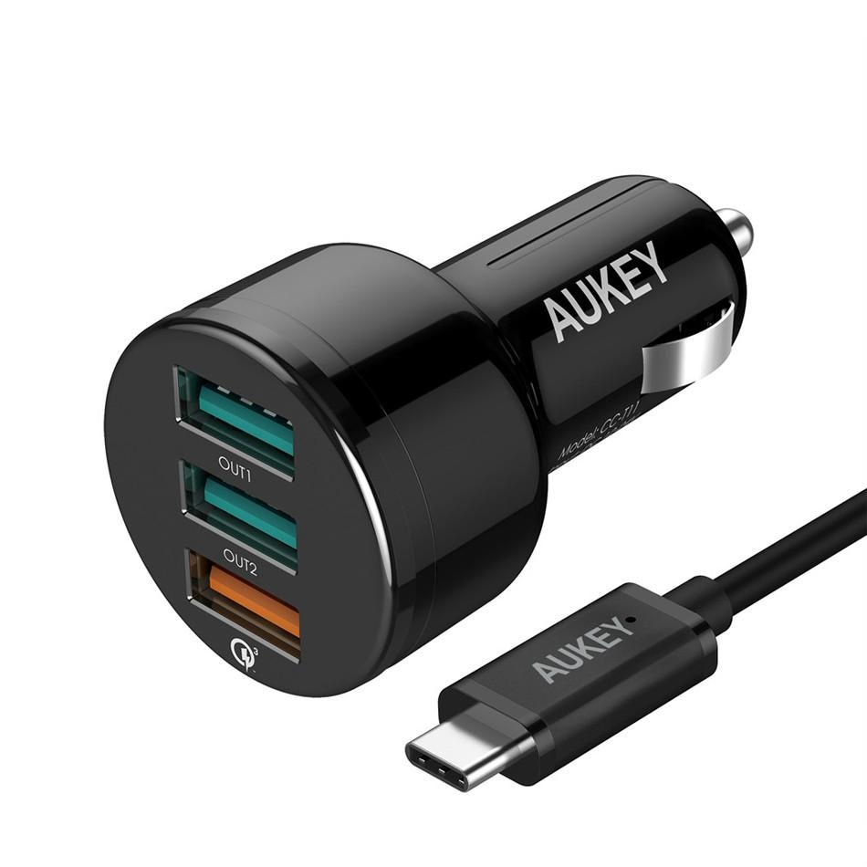 3-Port USB Car Charger Quick Charge 3.0 Car-Charger Mobile PhoneFast Charge Smart ...