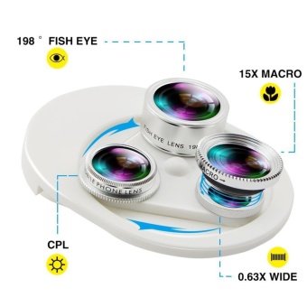 4 In 1 Universal 198?Fisheye Lens & 15XMacro Lens & 0.63XSuper Wide Angle Lens, Clip On Cell Phone Lens Camera Lens Kits ForiPhone & Most Smartphones - Intl June 2018 - 5 4 in 1 Universal 198?Fisheye Lens & 15XMacro Lens & 0.63XSuper Wide Angle Lens, Clip on Cell Phone Lens Camera Lens Kits foriPhone & Most Smartphones - intl - 5