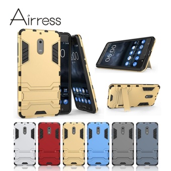 Airress Hard & Soft Hybrid Defender Kickstand Cover ProtectivePhone Case For Nokia 6 - Intl June 2018 - 3 Airress Hard & Soft Hybrid Defender Kickstand Cover ProtectivePhone case for Nokia 6 - intl - 3