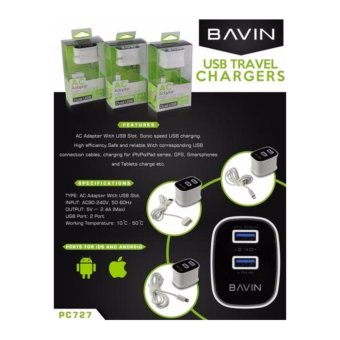 Bavin PC727 Dual USB Slot 2.4A Quick Charger Travel Adapter ForAndroid (White) June 2018 - 5 Bavin PC727 Dual USB Slot 2.4A Quick Charger Travel Adapter forAndroid (White) - 5