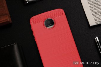 Carbon Fibre Brushed TPU Phone Case For Motorola Moto Z Play - Red- Intl April 2018 - 2 Carbon Fibre Brushed TPU Phone Case for Motorola Moto Z Play - Red- intl - 2