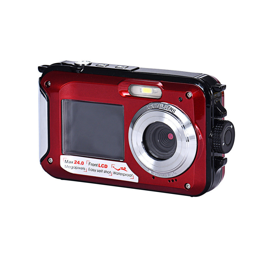 Double Screen Waterproof Camera 24MP 16x Digital Zoom Dive Camera Red ...