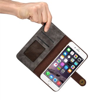 For Apple IPhone 6 Plus / 6s Plus 2in1 Stand Support + Card Slot Magnetic Buckle Vintage Cow Leather Split Cover Phone Wallet Case - Intl June 2018 - 3 for Apple iPhone 6 Plus / 6s Plus 2in1 Stand Support + Card Slot Magnetic Buckle Vintage Cow Leather Split Cover Phone Wallet Case - intl - 3