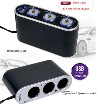 High Quality Car Cigar Lighter USB 3 Way Car Cigarette LighterSocket Splitter DC 12V + LED Light Switch - Intl April 2018 - 2 High Quality Car Cigar Lighter USB 3 Way Car Cigarette LighterSocket Splitter DC 12V + LED Light Switch - intl - 2