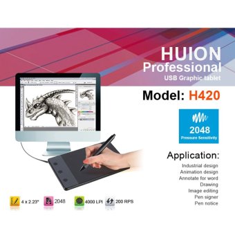 Huion H420 USB Drawing Writing Art Graphics Board Tablet 4x2.3inch Digital Pen - Intl June 2018 - 4 Huion H420 USB Drawing Writing Art Graphics Board Tablet 4x2.3inch Digital Pen - intl - 4