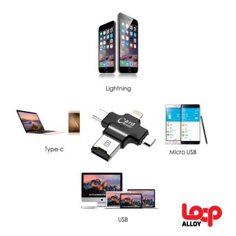 LOOP ALLOY 4 In 1 MULTI CONNECTOR CARD READER ,OTG LIGHTNING, OTG MICRO SD, OTG USB C, OTG BLACK June 2018 - 2 LOOP ALLOY 4 in 1 MULTI CONNECTOR CARD READER ,OTG LIGHTNING, OTG MICRO SD, OTG USB C, OTG BLACK - 2