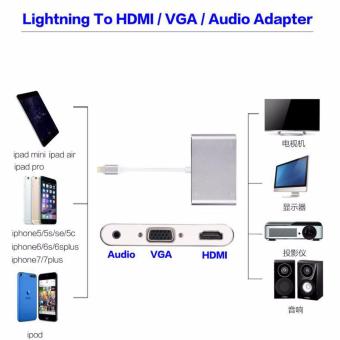 LYBALL 3 In 1 Lightning 8Pin To HDMI/VGA/Audio TV Digital Airplay Adapter Converter For IPhone 6 7 /iPad Silver - Intl June 2018 - 4 LYBALL 3 in 1 Lightning 8Pin to HDMI/VGA/Audio TV Digital Airplay Adapter Converter for iPhone 6 7 /iPad Silver - intl - 4