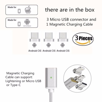 Magnetic Clip-on USB Fast Charging And High Speed Data TransmissionSync Braided Wire 3-in-1 Magnetic LightingMicro USBType-C MiniMetal Connector For IOS Or Android(1 Magnetic Charging Data Cableand 3 Micro USB Connector) - Intl June 2018 - 2 Magnetic clip-on USB Fast Charging and High Speed data TransmissionSync Braided Wire 3-in-1 Magnetic LightingMicro USBType-C MiniMetal connector for iOS or Android(1 Magnetic Charging data Cableand 3 Micro USB connector) - intl - 2
