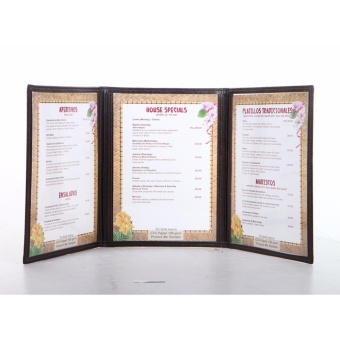 (MB008) Tri-fold Menu Jacket,Menu Holder 3 Pages With 6 Views Withcorner Metal Clip June 2018 - 3 (MB008) Tri-fold Menu Jacket,Menu Holder 3 Pages with 6 views withcorner metal clip - 3