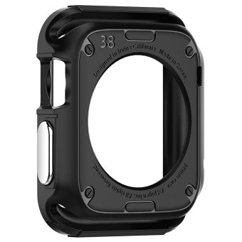 Miimall Rugged Shock Resist Protection Armor Soft Silicone RubberCase For Apple Watch 38mm (Black) June 2018 - 2 Miimall Rugged Shock Resist Protection Armor Soft Silicone RubberCase for Apple Watch 38mm (Black) - 2