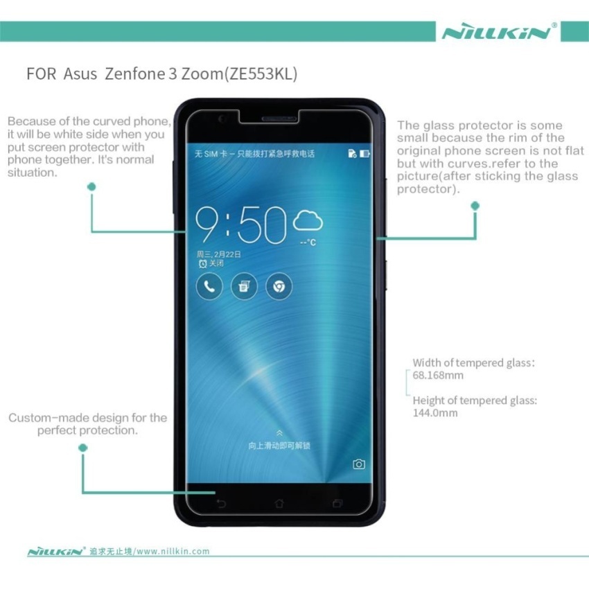 Nillkin 0.33mm Anti-Burst Tempered Glass Protective Film ScreenProtector (Straight Edge) For Asus Zenfone 3 Zoom ZE553KL (Clear) - Intl June 2018 - 2 Nillkin 0.33mm Anti-Burst Tempered Glass Protective Film ScreenProtector (Straight Edge) For Asus Zenfone 3 Zoom ZE553KL (Clear) - intl - 2