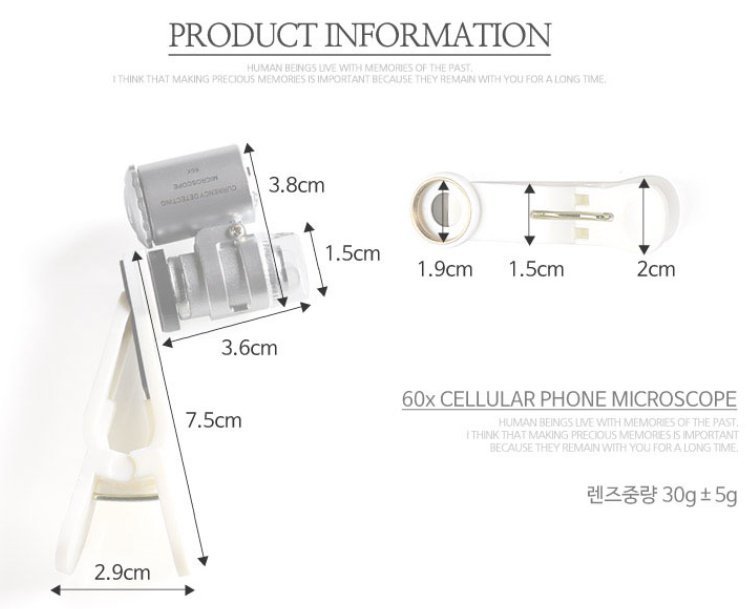 Smartphone Portable 60X Zoom Microscope Lens For Self-Camera (UV Lamp + White Light) - Intl July 2018 - 2 Smartphone Portable 60X Zoom Microscope Lens for Self-Camera (UV Lamp + White Light) - intl - 2