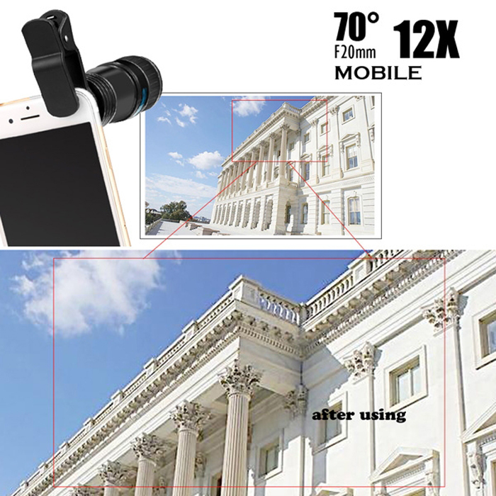 Sunweb Universal 12X Zoom Mobile Phone Telephoto Camera Lens Clip On Black June 2018 - 4 Sunweb Universal 12X Zoom Mobile Phone Telephoto Camera Lens Clip On Black - 4