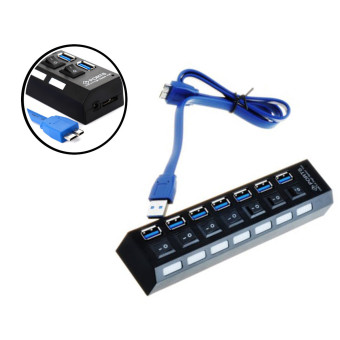 USB 3.0 7 Port Hub High Super Speed Adater Cable With Switch For June 2018 - 2 USB 3.0 7 Port Hub High Super Speed Adater Cable With Switch for - 2