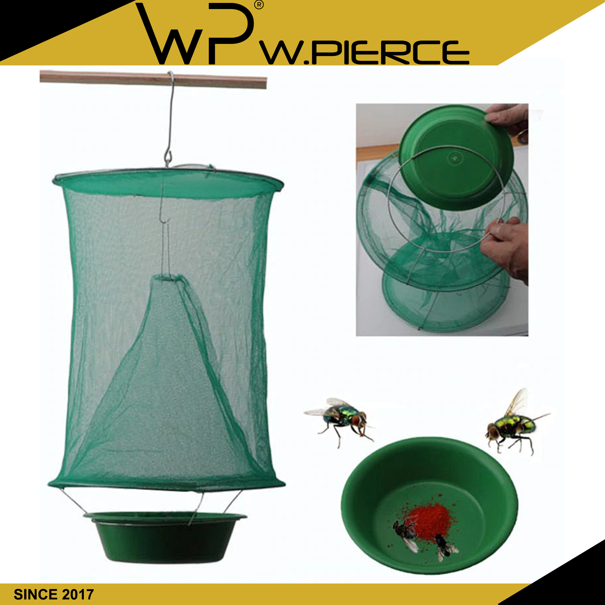 Outdoor Hanging bag fly trap Fly catcher Folding Fly Net cage Killer Bug