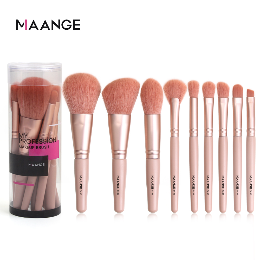 NIIKA Maange 9 Pcs แปรงแต่งหน้าชุดรอบบาร์เรลเครื่องมือความงามแปรงเครื่องมือแต่งหน้าชุดทนทานไม่มีการเปลี่ยนสีหรือ Falling [คลังสินค้าพร้อม/ขายดี]