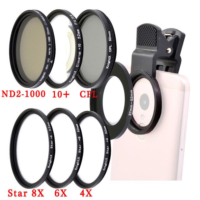 KnightX Universal Neutral Density ND กล้องสมาร์ทโฟน Filter 52MM เลนส์ไมโครสำหรับโทรศัพท์มือถือ Android โทรศัพท์มือถือ