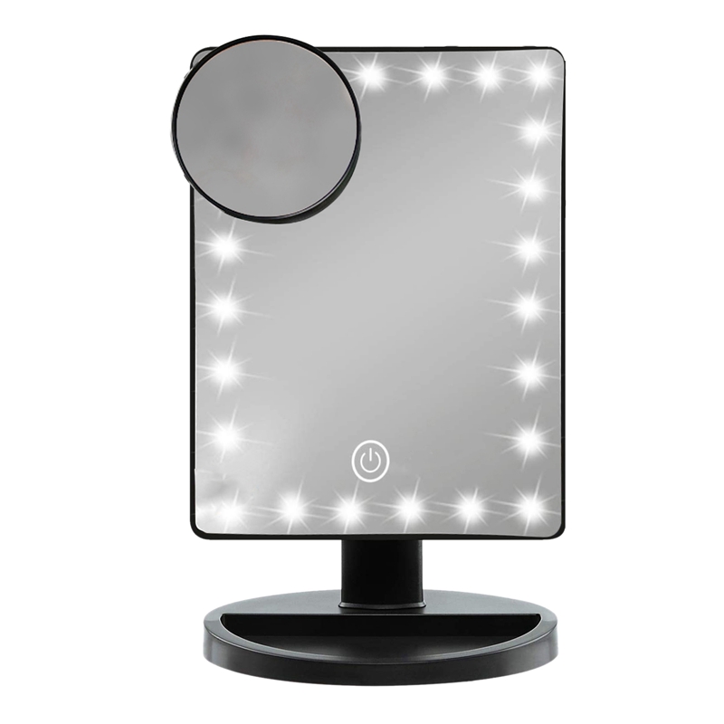 Makeup Vanity Mirror with 22 LED Lights Lighted 10X Magnification,Portable Press Screen Cosmetic Desk Table Mirror