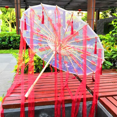 ญี่ปุ่นคอสเพลย์จีนร่มกลีบผ้าไหมการถ่ายภาพ Umberla Hanfu Tassels ร่มยามฝนร่มการ์ตูน Parapluie