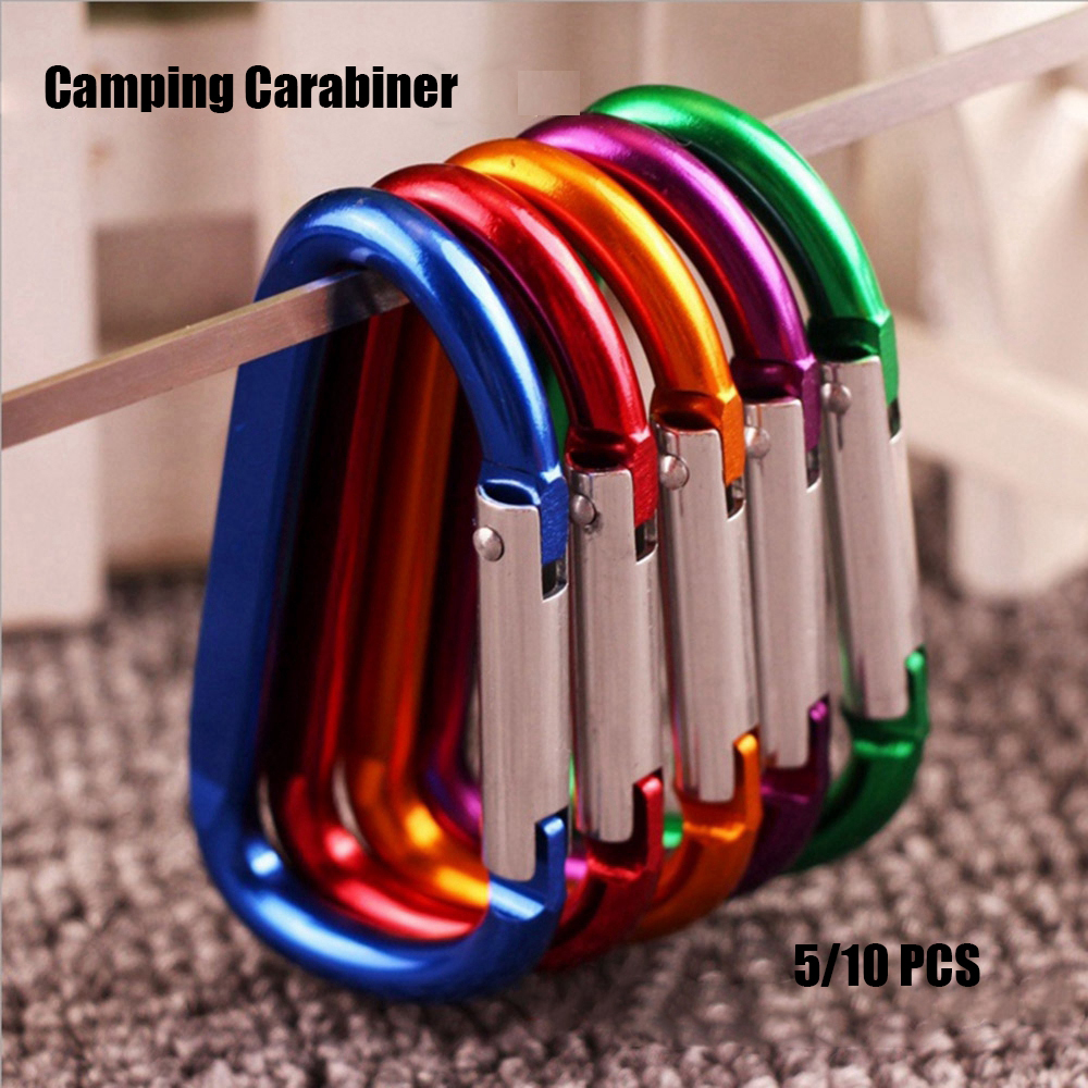 AGONIE กีฬา5/10Pcs คุณภาพสูง7สีอลูมิเนียมอุปกรณ์ความปลอดภัย Camping Hiking Hook Carabiner หัวเข็มขัดไต่เขาพวงกุญแจหัวเข็มขัด