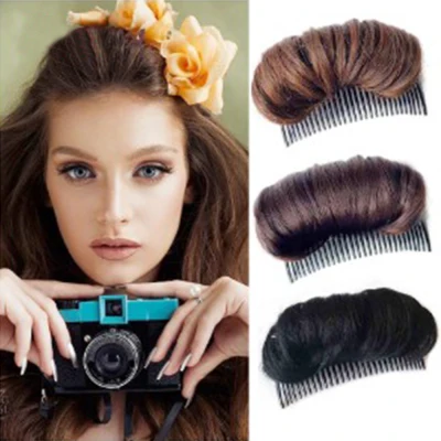 Black Women Hairpin Hair Fluffy Invisible Hair Combs Hair Pad Hair Bun False Hair Clip Princess Styling Tools (1)