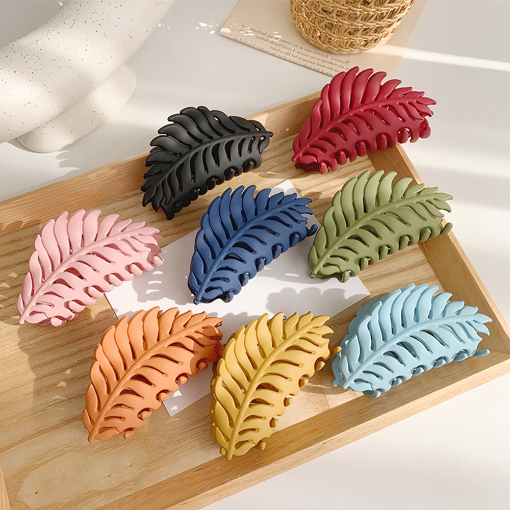 JIYAN2866 Fashion Geometric Solid Color Large Barrette Hairpin Hair Accessories Ponytail Clip Frosted Leaves Hair Clip