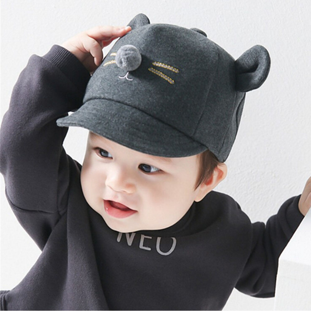 QVPYP Warm น่ารักสำหรับเด็กวัยหัดเดินสาวฝ้ายเด็กฤดูร้อนหมวกการ์ตูนหูเล็กๆน้อยๆหมวกเบสบอลหมวกบังแดด