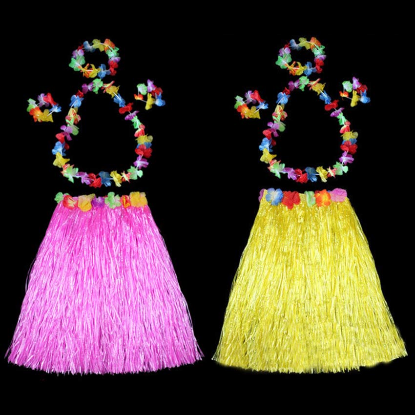 ❤️【Local Send Out】【40CM/60CM】Cheap Plastic Fibers girls Woman Hawaiian Hula  Skirt Hula Grass costume Garland Flower Skirts Hula dress up Party Hawaii  Beach ZJJ-Hawaiian-Grass-Skirt