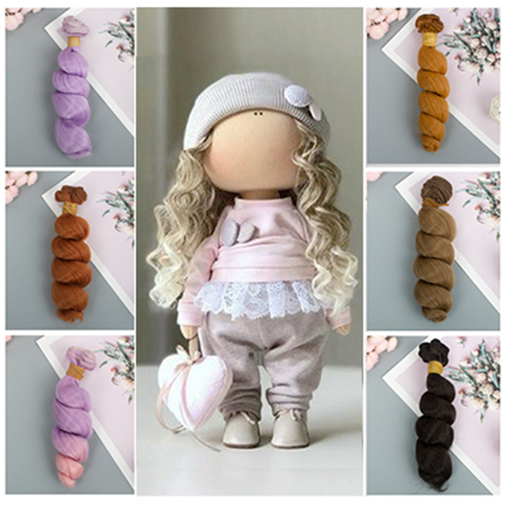 LJ5FD14O 15100cm Kids Gifts High-Temperature Accessories Mini Tresses Curly Wigs Screw Periwig Doll Hair Toy Toupee