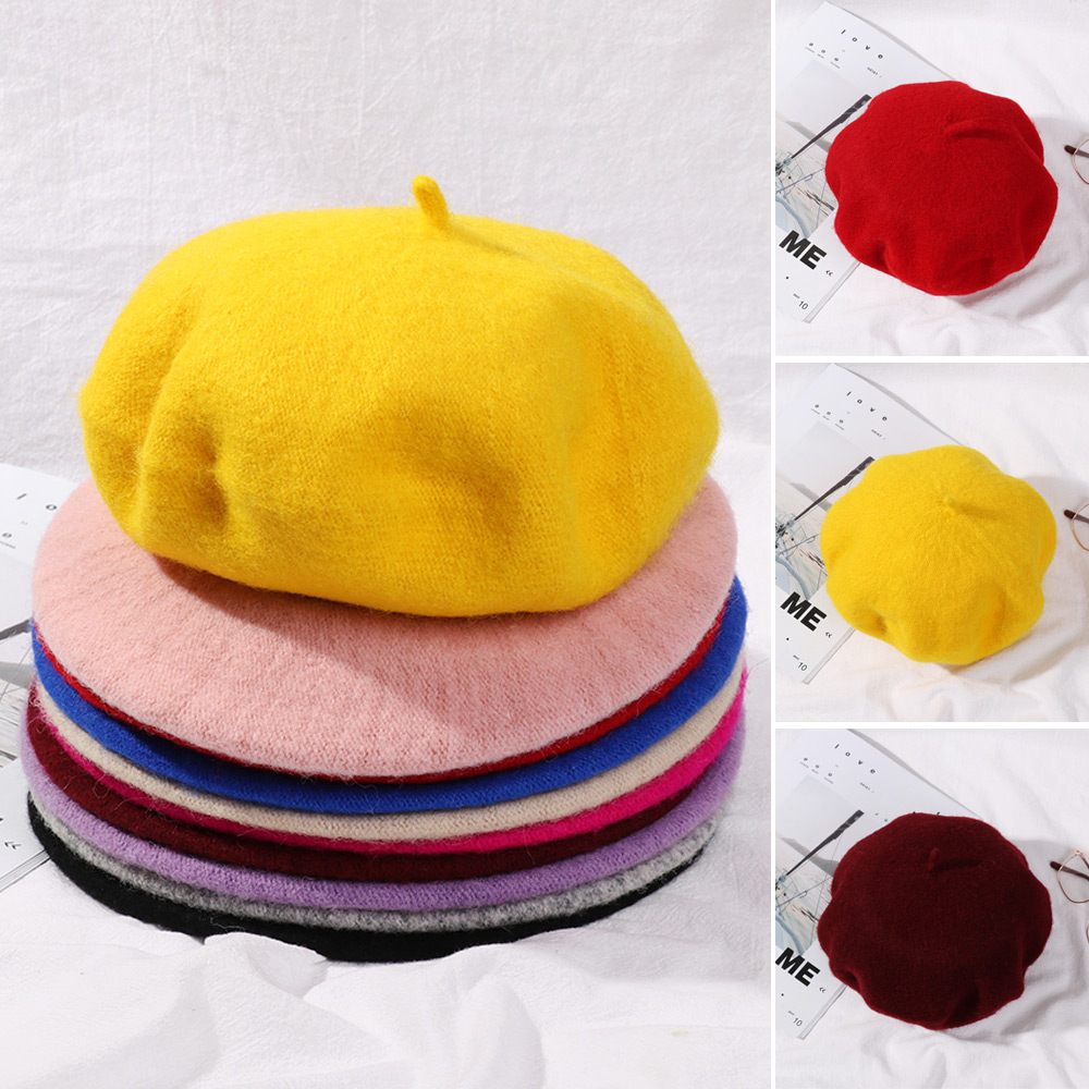 JIBANG20บีนี่สำหรับเด็กผู้หญิงเด็กฤดูหนาว Warm Felt Berets ฟักทอง Felt หมวกหมวกเบเร่ต์ขนแกะหมวกฤดูใบไม้ร่วง