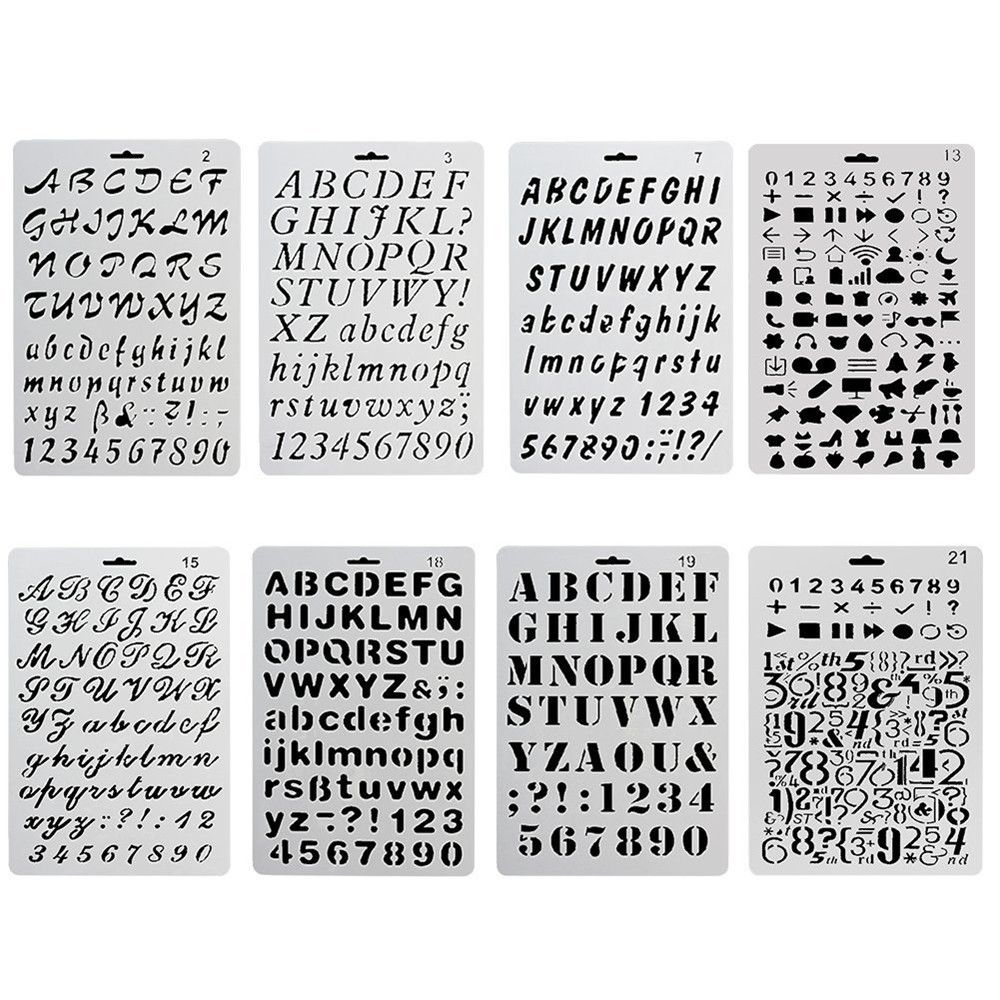 NQMODL SHOP Notebook Journal Stationery Scrapbooking Painting Template 26 Letters Plastic Stencils Hollow Ruler