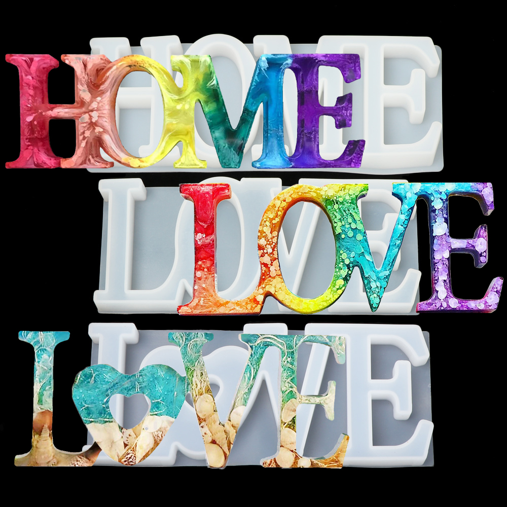 XIANT06969 Tool LOVE/HOME/FAMILY Epoxy Handmade Crystal Glue LOVE Sign Resin Mold Jewelry Making Molds Silicone Casting Mould