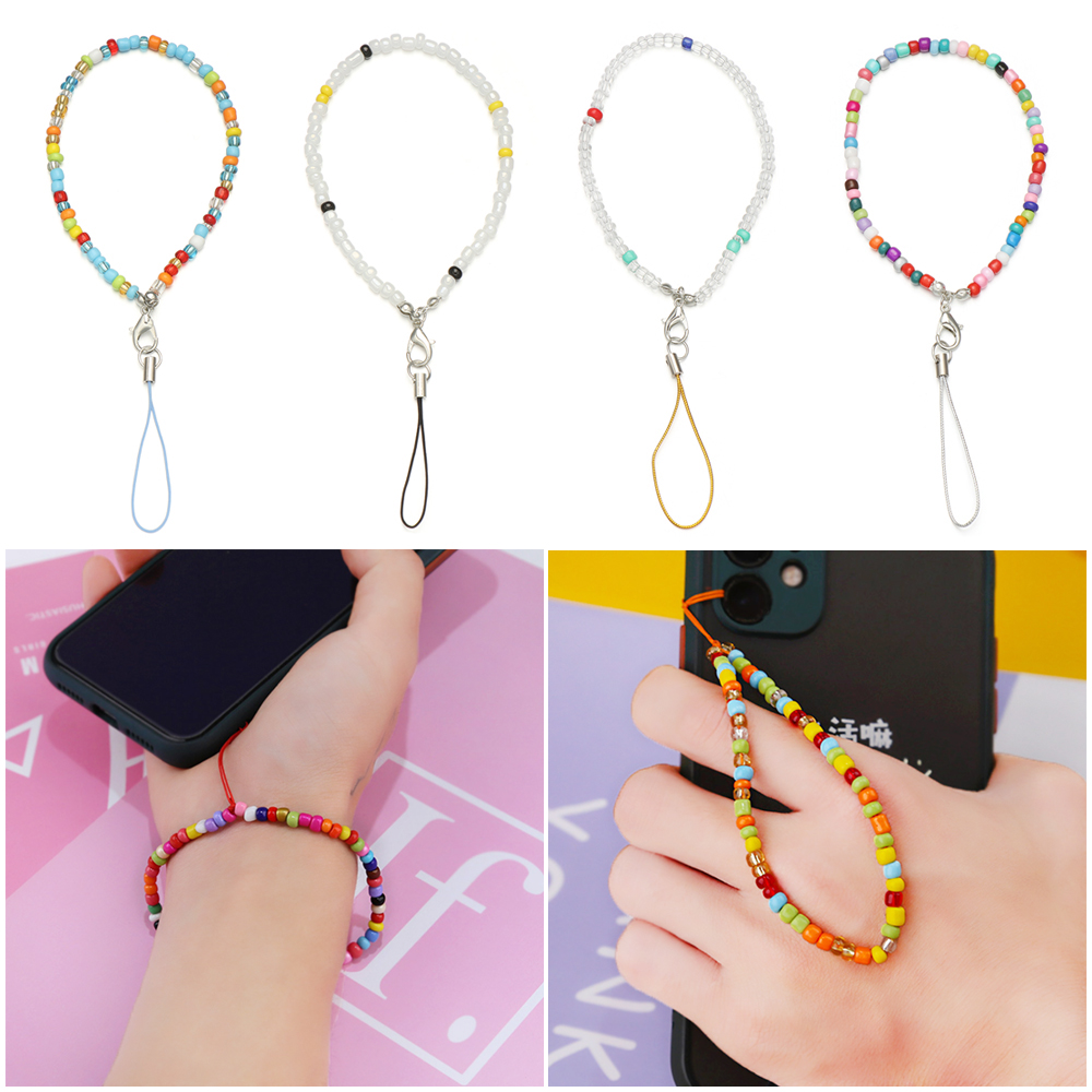 FASHION ALEKSEY Girls Lady Phone Case Hanging Cord Lanyard Colorful Phone Charm Strap Phone Bracelet Acrylic Bead Mobile Chain