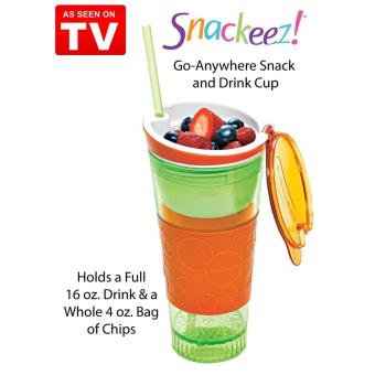2 In 1 Snackeez Plastic Snack And Drink Cup (Green/Orange) June 2018 - 2 2 in 1 Snackeez Plastic Snack and Drink Cup (Green/Orange) - 2