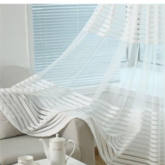 2 Pcs 140*240cm Striped Window Curtain See Through Sheer VoileDrape - White - Intl June 2018 - 5 2 Pcs 140*240cm Striped Window Curtain See Through Sheer VoileDrape - White - intl - 5