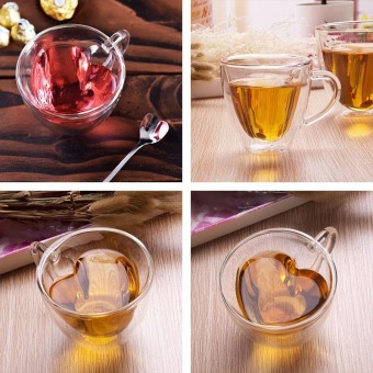 240ml Heart Double Wall Clear Transparent Glass Tea Cup Lover Coffee Mug Gift July 2018 - 3 240ml Heart Double Wall Clear Transparent Glass Tea Cup Lover Coffee Mug Gift - 3