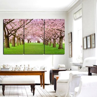 3 Pieces Cherry Blossom Oil Painting Print On Canvas Wall MuralDecor 40cm*70cm*3 Panels July 2018 - 2 3 Pieces Cherry Blossom Oil Painting Print On Canvas Wall MuralDecor 40cm*70cm*3 Panels - 2