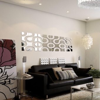 3D Wall Mirror DIY Acrylic Mirror Home Decor (2L+2R)/Set Color:Silver Size:30cm*120cm - Intl June 2018 - 4 3D Wall Mirror DIY Acrylic Mirror Home Decor (2L+2R)/Set color:Silver size:30cm*120cm - intl - 4