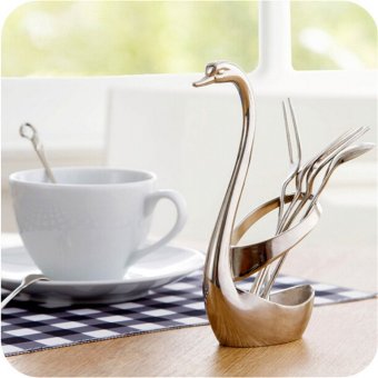 6 Pcs Stainless Steel Swan Forks And Spoons Set - Intl June 2018 - 3 6 pcs Stainless Steel Swan Forks and Spoons Set - intl - 3